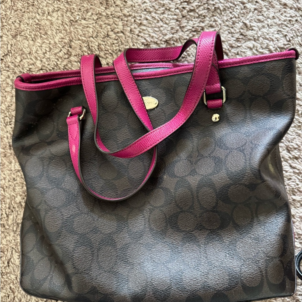 Coach Brown and Pink Signature Tote